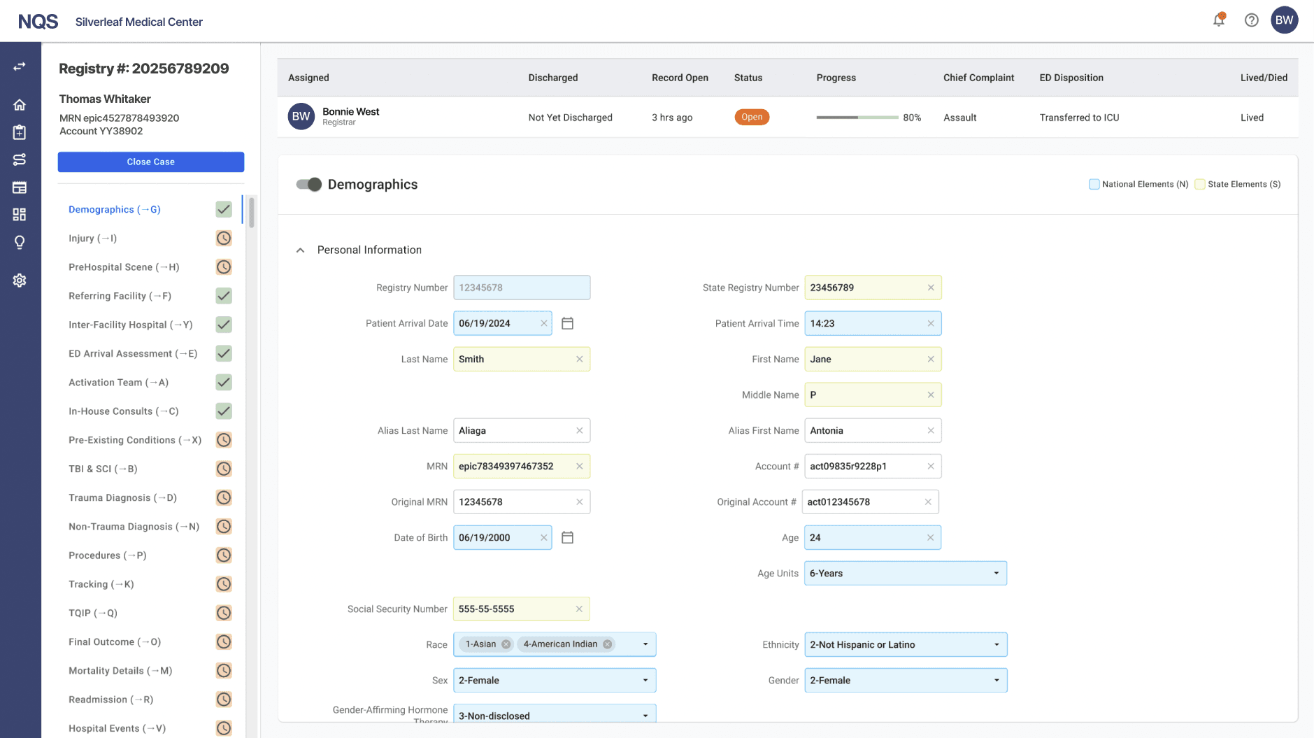 Trauma Registry for other patient