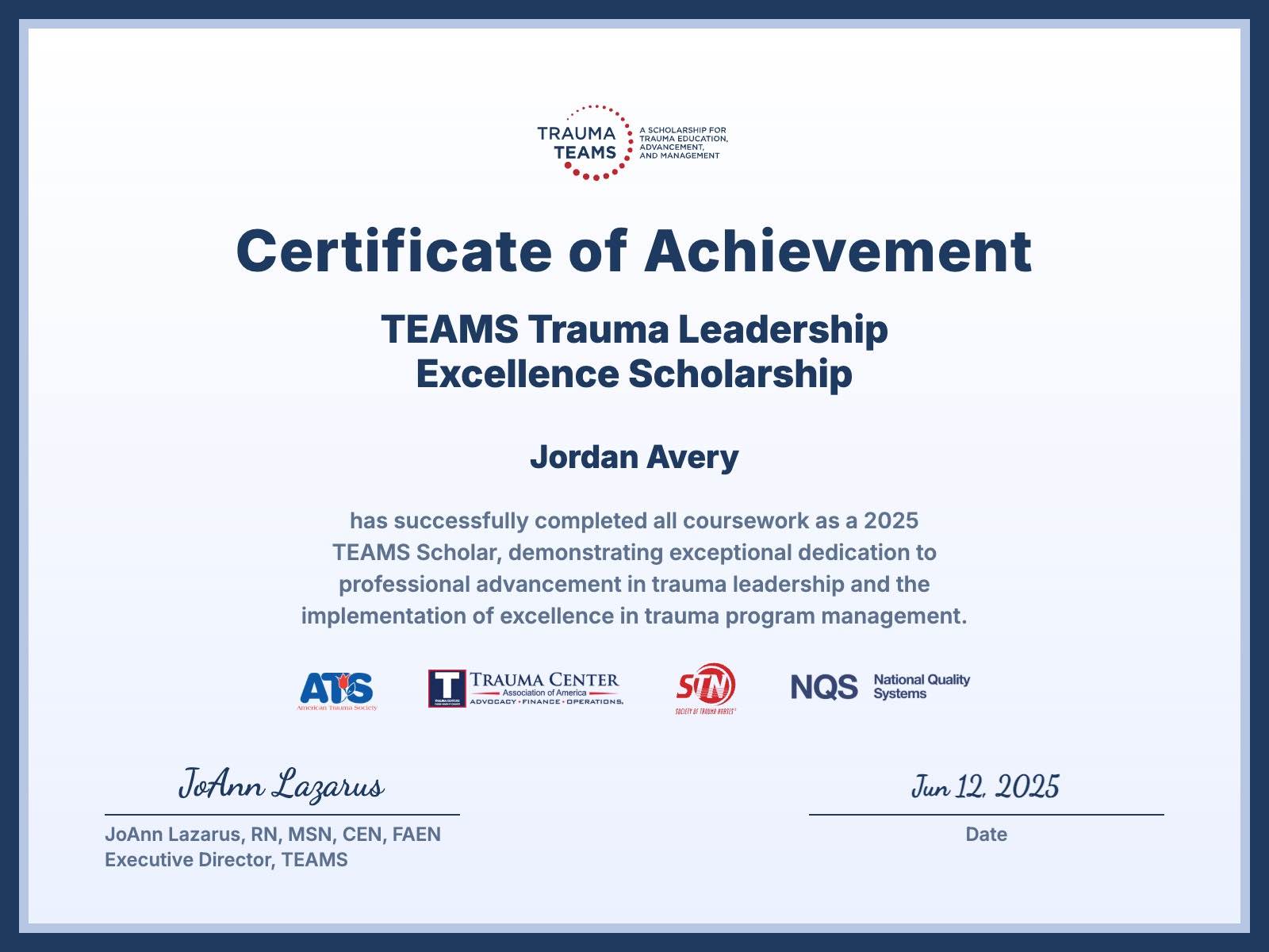 Certificate of scolarship